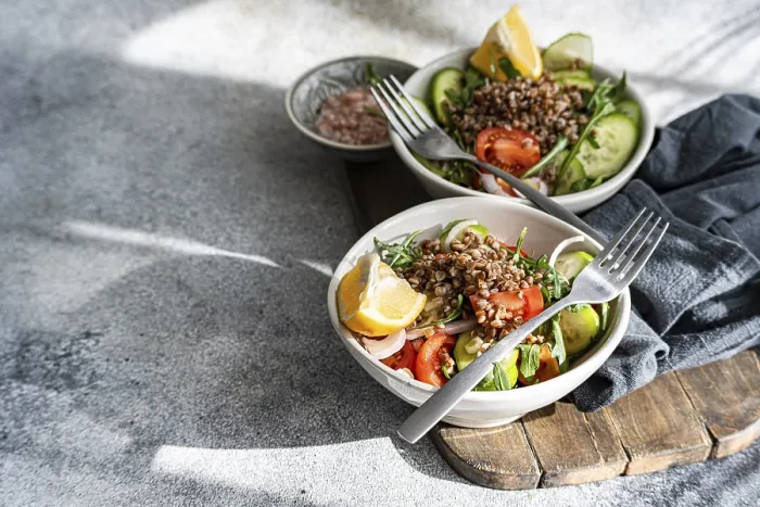 Framed Print : A Nutritious Lunch Print: Fresh Rocket and Buckwheat Bowl Framed Print : A Nutritious Lunch Print: Fresh Rocket and Buckwheat Bowl