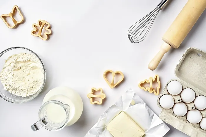 Framed Print : Baking Print: Still Life with Ingredients and Molds