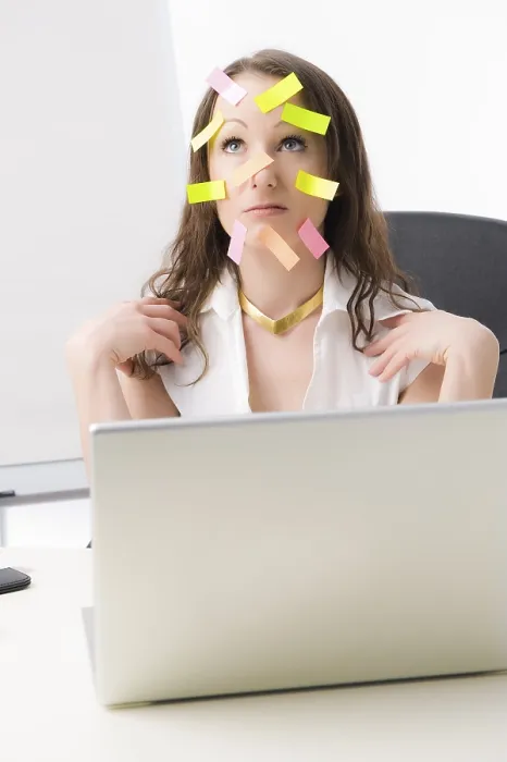 Framed Print : Office Worker with Post-its Print Framed Print : Office Worker with Post-its Print