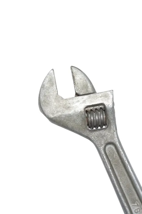 Framed Print : Old Adjustable Spanner Print Isolated on White Background