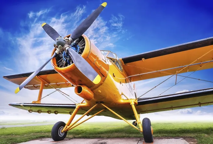 Framed Print : Vintage Biplane Print Against a Blue Sky Framed Print : Vintage Biplane Print Against a Blue Sky