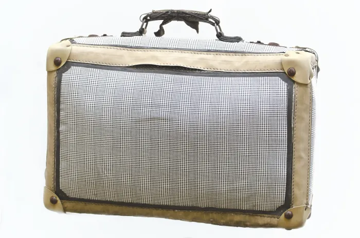 Framed Print : Old Broken Suitcase Print on White Background Framed Print : Old Broken Suitcase Print on White Background