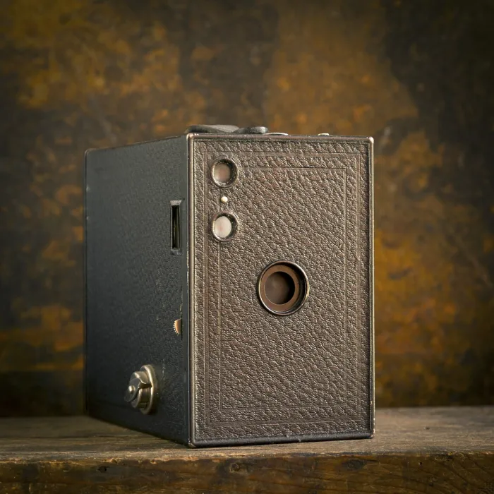 Framed Print : Vintage Camera Print on Brown Background Framed Print : Vintage Camera Print on Brown Background