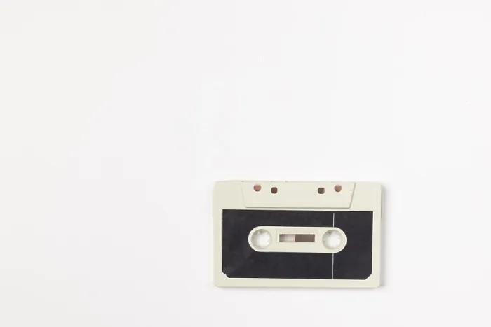 Framed Print : Old Compact Cassette Print on White Background Framed Print : Old Compact Cassette Print on White Background