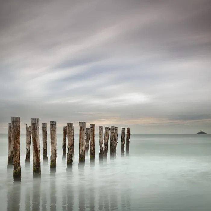 Framed Print : St Clair Old Jetty Posts Print, Dunedin, New Zealand Framed Print : St Clair Old Jetty Posts Print, Dunedin, New Zealand
