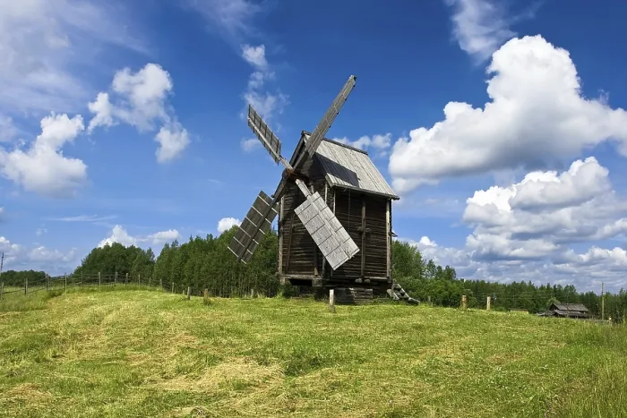 Framed Print : Old Windmill Print Under Blue Sky Framed Print : Old Windmill Print Under Blue Sky