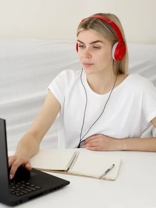 Framed Print : Online Class Print: Student Using Laptop Framed Print : Online Class Print: Student Using Laptop