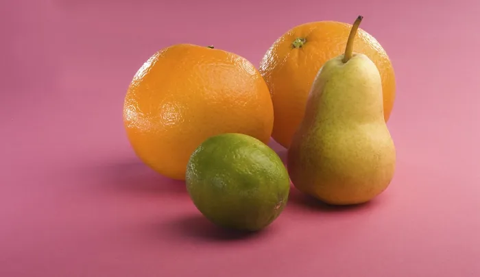 Framed Print : Still Life Print: Oranges, Pear and Lime Framed Print : Still Life Print: Oranges, Pear and Lime