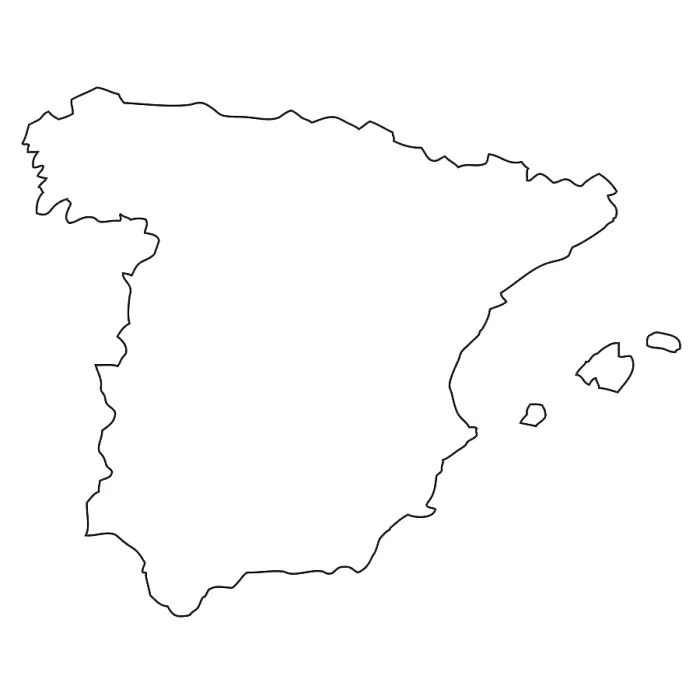 Framed Print : Outline Map of Spain Print Framed Print : Outline Map of Spain Print