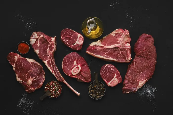 Framed Print : Overhead Composition with Prime Beef Cuts Print Framed Print : Overhead Composition with Prime Beef Cuts Print