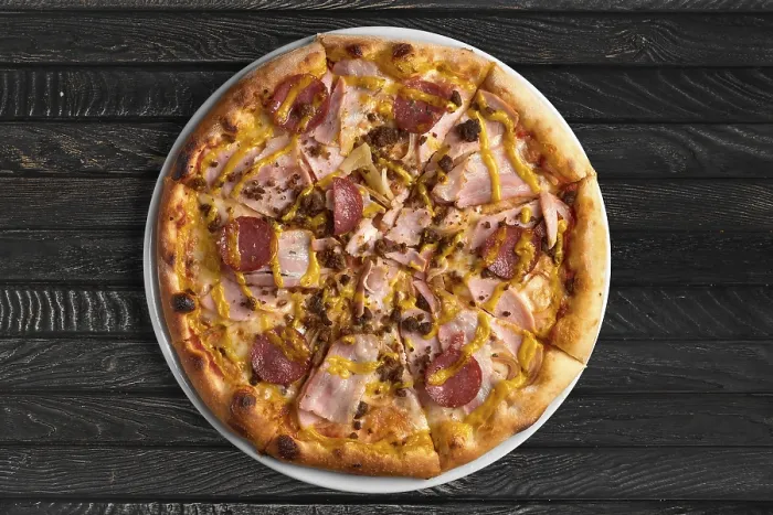 Framed Print : Overhead View of Pizza Print Framed Print : Overhead View of Pizza Print