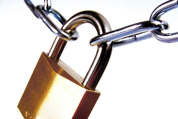 Framed Print : Padlock Locked into a Chain Print Framed Print : Padlock Locked into a Chain Print