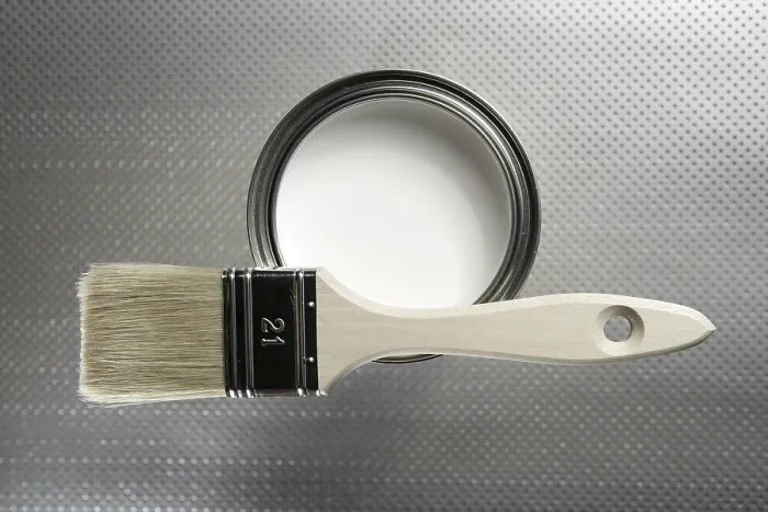 Framed Print : Painter Brush and Paint Tin Macro Print Framed Print : Painter Brush and Paint Tin Macro Print