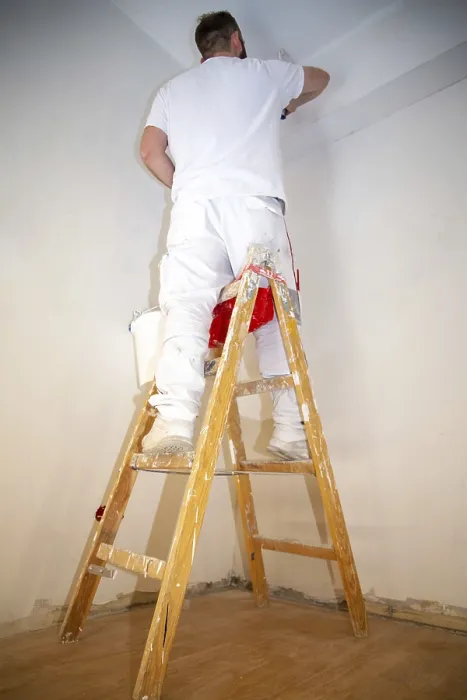 Framed Print : Painter Renovates an Old Flat Print Framed Print : Painter Renovates an Old Flat Print