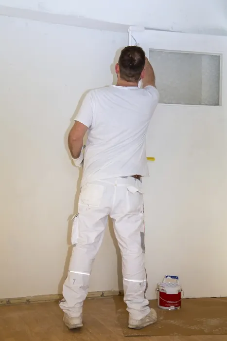 Framed Print : Painter Renovates an Old Flat Print Framed Print : Painter Renovates an Old Flat Print