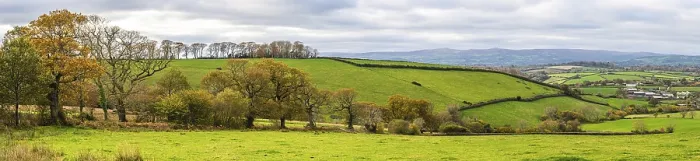 Framed Print : Panorama Print of Devon Meadows in Autumn, England