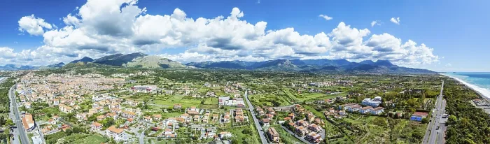 Framed Print : Panorama of Scalea from a Drone Print, Italy