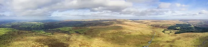 Framed Print : Panorama over Sharpitor from a drone, Dartmoor Park Print Framed Print : Panorama over Sharpitor from a drone, Dartmoor Park Print