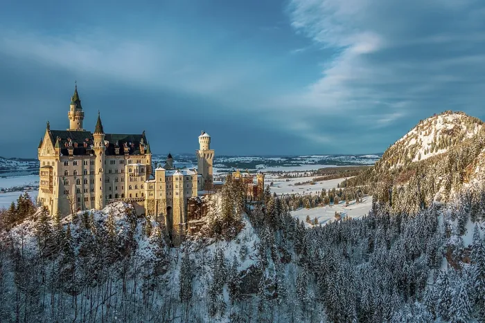 Framed Print : Panoramic Winter View of Neuschwanstein Castle Print Framed Print : Panoramic Winter View of Neuschwanstein Castle Print