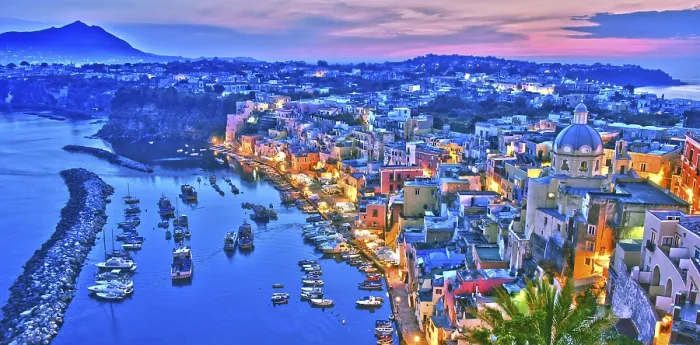 Framed Print : Panoramic view of Procida Island Print, Campania, Italy Framed Print : Panoramic view of Procida Island Print, Campania, Italy