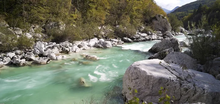 Framed Print : Panoramic Print of Turquoise Soca River, Slovenia Framed Print : Panoramic Print of Turquoise Soca River, Slovenia