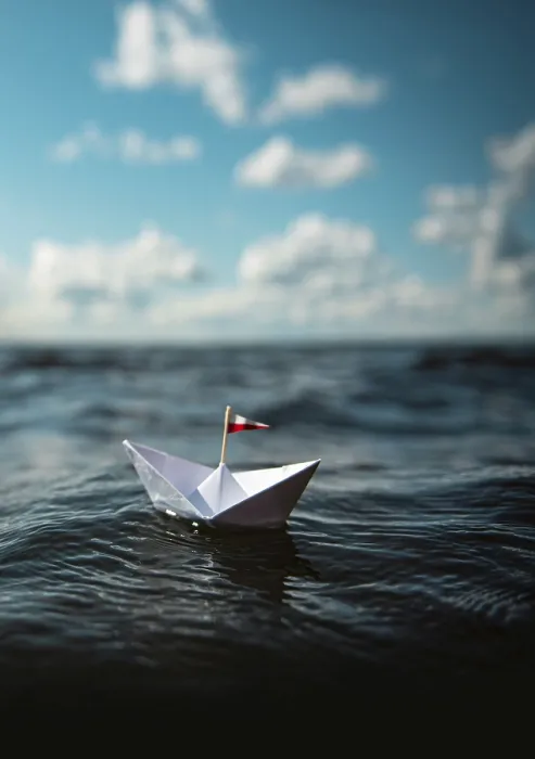 Framed Print : Paper Ship in the Waves Print Framed Print : Paper Ship in the Waves Print