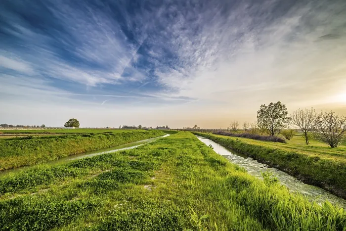 Framed Print : Romagna Countryside with Parallel Irrigation Canals Print Framed Print : Romagna Countryside with Parallel Irrigation Canals Print