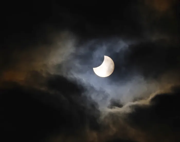 Framed Print : Partial Solar Eclipse Print, Burghausen, Germany