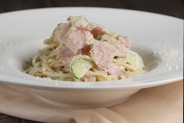 Framed Print : Print of Pasta with Ham and Cheese Framed Print : Print of Pasta with Ham and Cheese