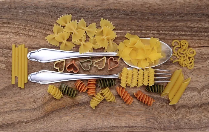Framed Print : Pasta Print with Various Types and Silverware Framed Print : Pasta Print with Various Types and Silverware