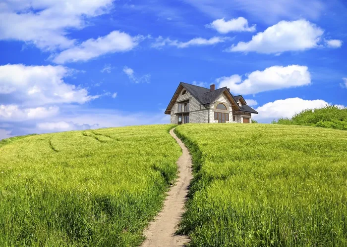 Framed Print : Path House Print from imageBROKER Framed Print : Path House Print from imageBROKER