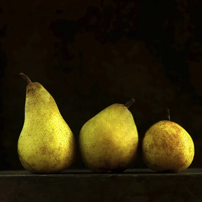 Framed Print : Three Pears on Black Background Print Framed Print : Three Pears on Black Background Print