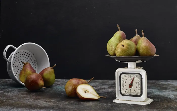 Framed Print : Pears on a Scale Print by imageBROKER Framed Print : Pears on a Scale Print by imageBROKER
