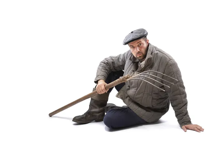 Framed Print : Peasant Man with Pitchfork Print