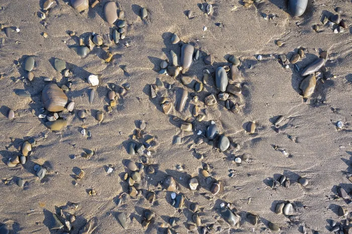 Framed Print : Pebbles on Beach Sand Print, Cornwall England
