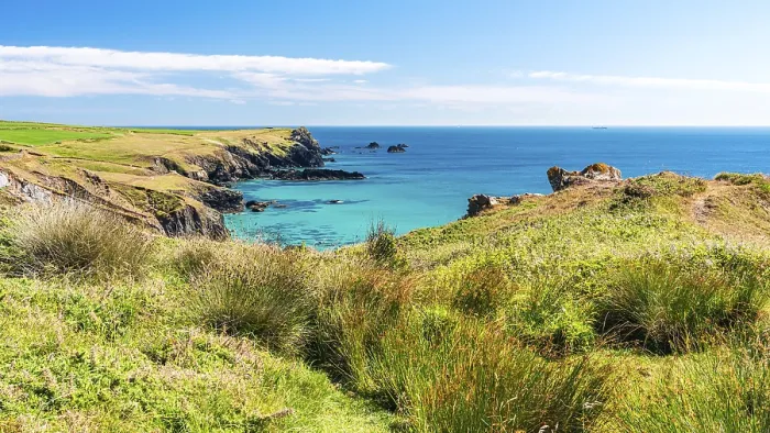 Framed Print : Pentreath Beach and Cliffs Print, Cornwall, England Framed Print : Pentreath Beach and Cliffs Print, Cornwall, England