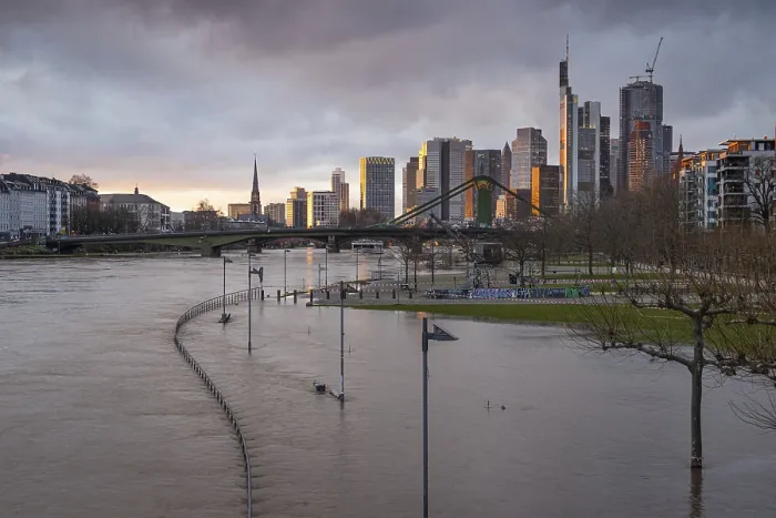 Framed Print : Flooding in Frankfurt's Eastern Harbour Area Print Framed Print : Flooding in Frankfurt's Eastern Harbour Area Print