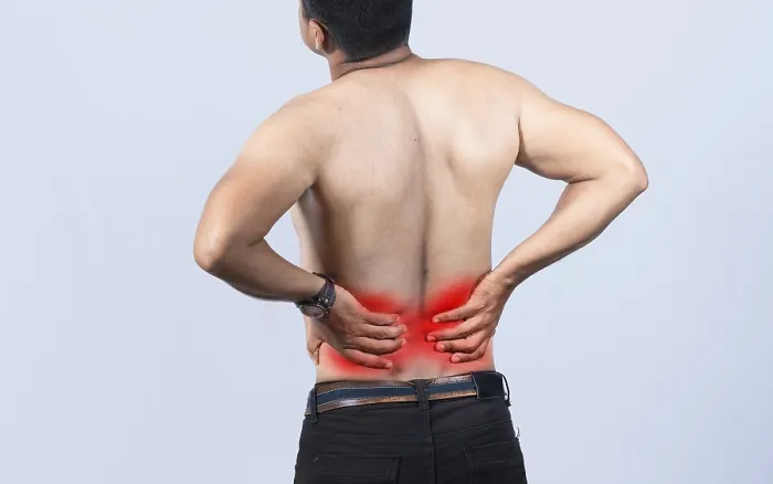 Framed Print : Print of Man with Lumbar Problems on Isolated Background Framed Print : Print of Man with Lumbar Problems on Isolated Background