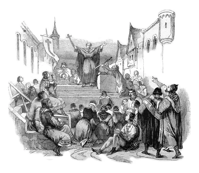 Framed Print : Vintage Print of Peter the Hermit Preaching the First Crusade Framed Print : Vintage Print of Peter the Hermit Preaching the First Crusade