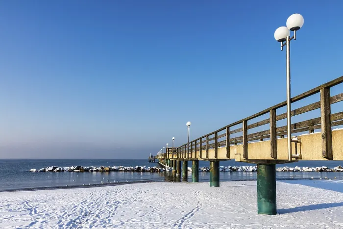 Framed Print : Pier in Wustrow Print - Winter Landscape Framed Print : Pier in Wustrow Print - Winter Landscape
