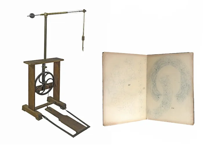 Framed Print : Piercing Machine and Pattern Sheet Print, circa 1900 Framed Print : Piercing Machine and Pattern Sheet Print, circa 1900