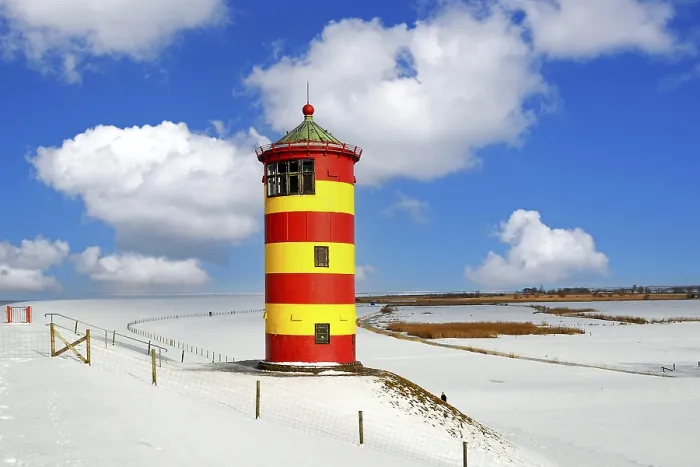 Framed Print : Pilsumer Lighthouse Winter Landscape Print Framed Print : Pilsumer Lighthouse Winter Landscape Print