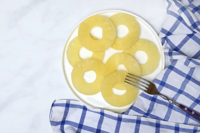 Framed Print : Pineapple Rings on Plate with Fork Print Framed Print : Pineapple Rings on Plate with Fork Print