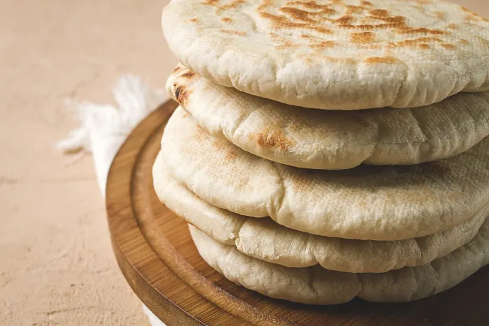 Framed Print : Pita Bread Stack Print on Table Framed Print : Pita Bread Stack Print on Table
