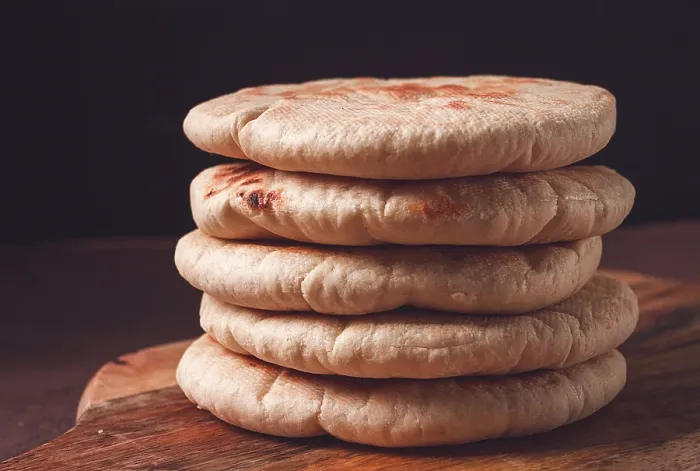 Framed Print : Pita Bread Stack Print on Table Framed Print : Pita Bread Stack Print on Table