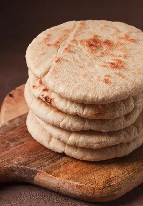 Framed Print : Pita Bread Stack Print on Table Framed Print : Pita Bread Stack Print on Table