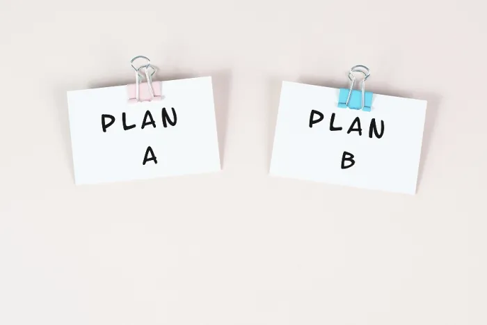 Framed Print : Plan A and B Standing on Paper Print Framed Print : Plan A and B Standing on Paper Print