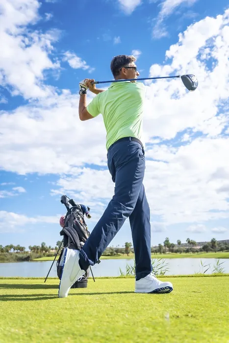 Framed Print : Golf Player Hitting Ball Next to Lake Print Framed Print : Golf Player Hitting Ball Next to Lake Print