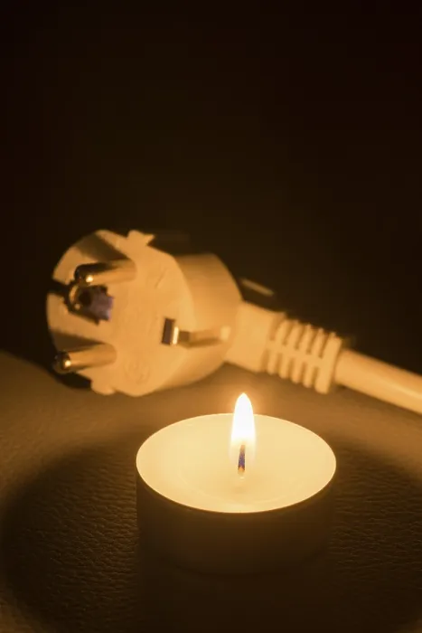 Framed Print : Print of a Burning Candle with Electric Cable Framed Print : Print of a Burning Candle with Electric Cable