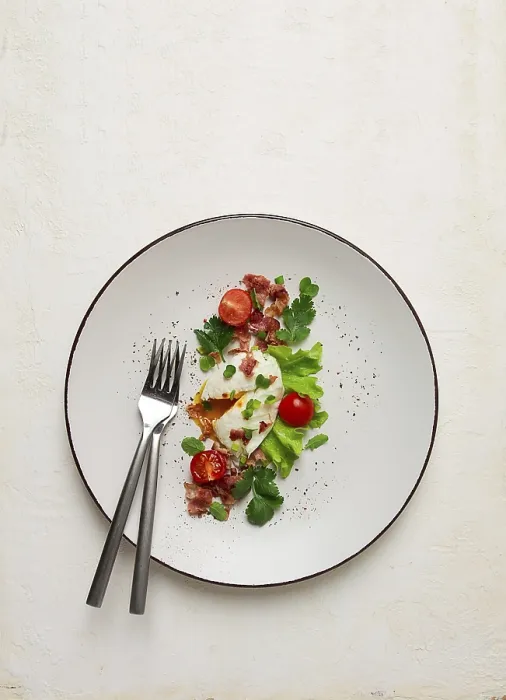 Framed Print : Poached Egg with Bacon and Vegetables Print Framed Print : Poached Egg with Bacon and Vegetables Print
